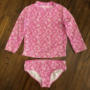 Lilly Pulitzer Girls Bobby Rashguard Set In Pink Size 7 UPF 50+